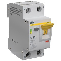 Изображение товара Устройство защиты от дугового пробоя IEK Karat УЗДП 1P+N 25А 230 В на DIN-рейку с автоматическим выключателем (KA-DP11-1-025-C)