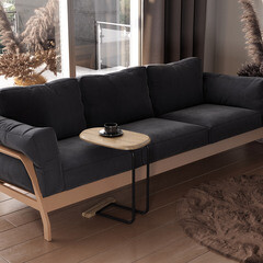 Приставной столик прямоугольный черный муар/лесной орех Sheffilton SHT-CT23 - фото 2