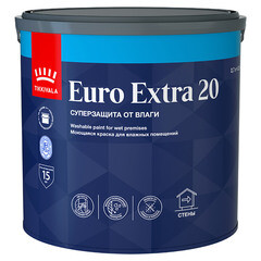 Краска моющаяся Tikkurila/Tikkivala Euro Extra 20 база А белая 2,7 л - фото 3