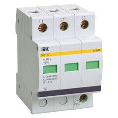 Изображение товара Ограничитель напряжения IEK Karat УЗИП ОПС1-C 400 В 3P (MOP20-3-C)