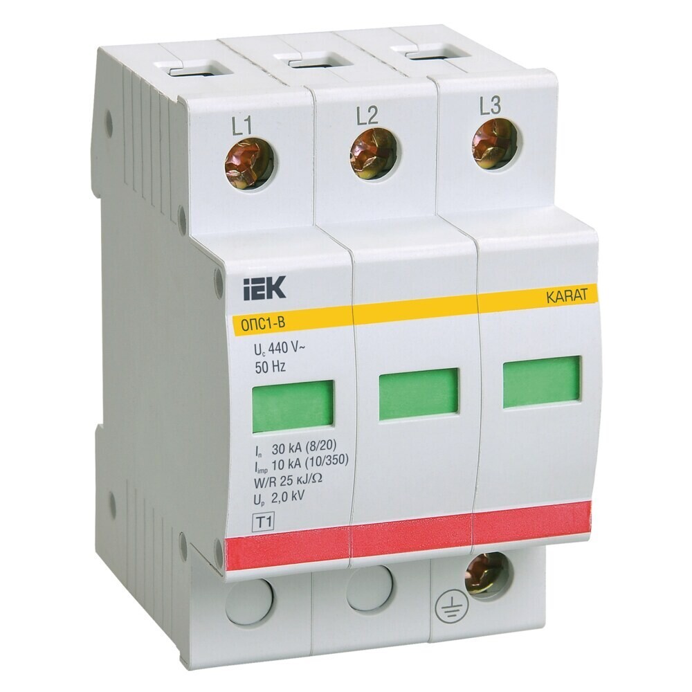 

Ограничитель напряжения IEK Karat УЗИП ОПС1-B (MOP20-3-B) 400 В 3P