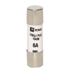Вставка плавкая EKF ПВЦ 6А 50 кА 500 В цилиндрическая (TPS140) - фото 1