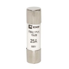 Вставка плавкая EKF ПВЦ 25А 50 кА 500 В цилиндрическая (pvc-10x38-25)
