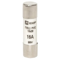 Изображение товара Вставка плавкая EKF ПВЦ 16А 50 кА 500 В цилиндрическая (pvc-10x38-16)