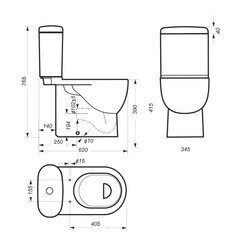 Унитаз-компакт Sanita Luxe Art с универсальным выпуском с сиденьем дюропласт микролифт белый (WC.CC/Art/2-DM/WHT.G/S1) - фото 11