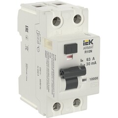 Изображение товара УЗО IEK Armat R10N 63А 2P тип AC 30 мА 10 кА (AR-R10N-2-063C030)