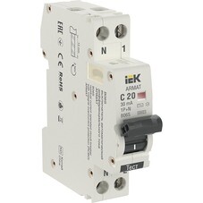 Автомат дифференциальный IEK Armat B06S 20А 1P+NP тип AC 30 мА 6 кА (AR-B06S-1N-C20C030)