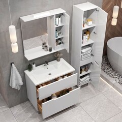 Пенал Sanstar Ориана 33 см подвесной/напольный правый белый - фото 5