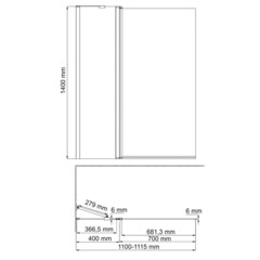 Шторка на ванну распашная 110х140х0,6 см профиль хром WasserKraft Berkel (48P02-110) - фото 3