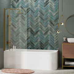 Шторка на ванну неподвижная 80х140х0,6 см профиль золото WasserKraft Aisch (55P01-80) - фото 4