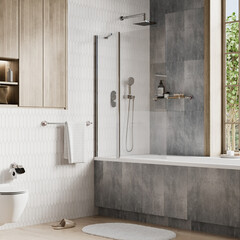 Шторка на ванну распашная 110х140х0,6 см профиль хром WasserKraft Berkel (48P02-110) - фото 2