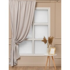 Штора имитация льна бежевая 160х260 см Amore Mio (97067) - фото 1