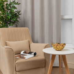 Штора бархат бежевая 160х260 см Amore Mio (94624) - фото 9