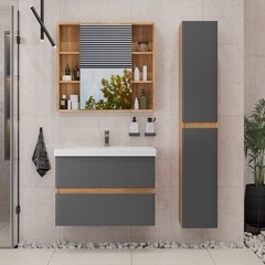 Зеркальный шкаф Sanstar Graffa 79,9х72,9х14,8 см подвесной дуб вотан - фото 6