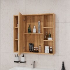 Зеркальный шкаф Sanstar Graffa 79,9х72,9х14,8 см подвесной дуб вотан - фото 5