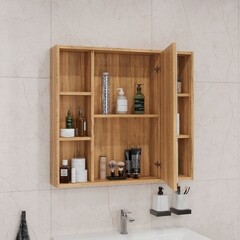 Зеркальный шкаф Sanstar Graffa 79,9х72,9х14,8 см подвесной дуб вотан - фото 3