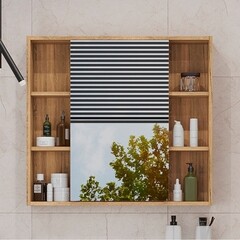 Зеркальный шкаф Sanstar Graffa 79,9х72,9х14,8 см подвесной дуб вотан - фото 2