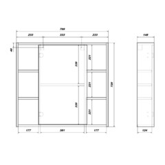 Зеркальный шкаф Sanstar Graffa 79,9х72,9х14,8 см подвесной дуб вотан - фото 4