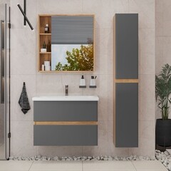 Зеркальный шкаф Sanstar Graffa 69,6х72,9х14,8 см подвесной дуб вотан - фото 5