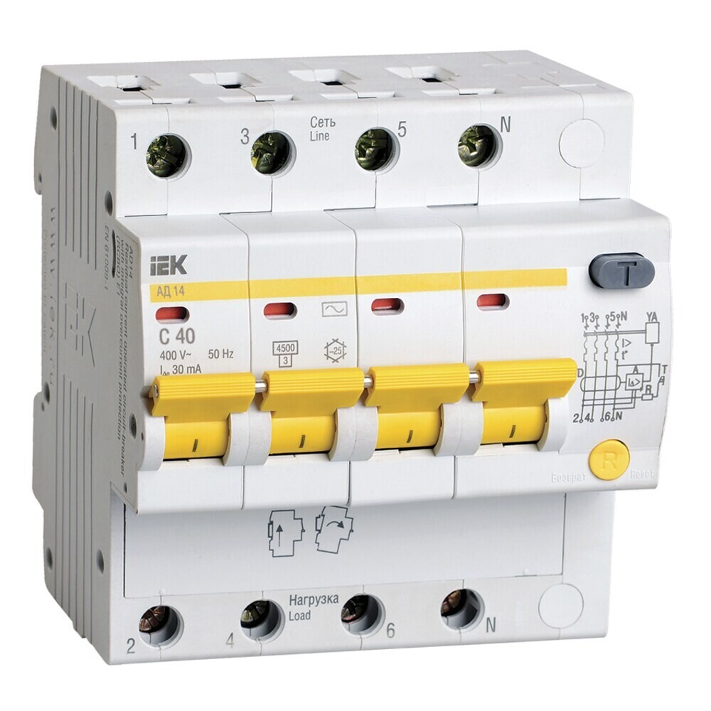 

Автомат дифференциальный IEK Karat 40А 3P+N тип AC 30 мА 4,5 кА (MAD10-4-040-C-030)
