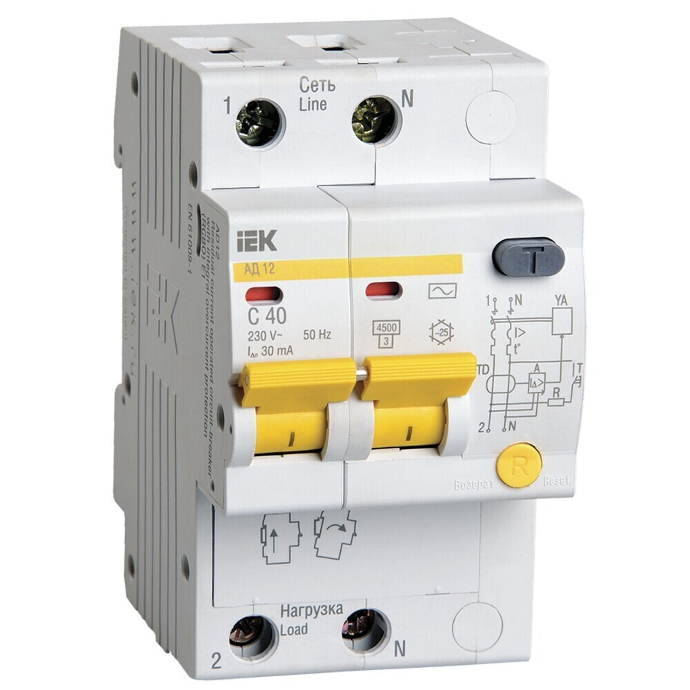 

Автомат дифференциальный IEK Karat 40А 1P+N тип AC 30 мА 4,5 кА (MAD10-2-040-C-030)
