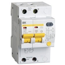 Автомат дифференциальный IEK Karat 20А 1P+N тип AC 30 мА 4,5 кА (MAD10-2-020-C-030)