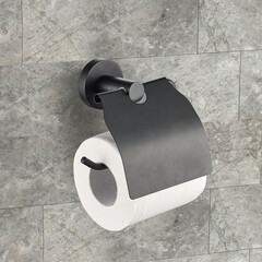 Держатель для туалетной бумаги Zenfort 20586 с крышкой металл черный (102030) - фото 2