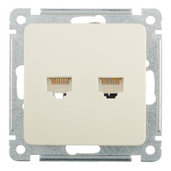 Изображение товара Розетка компьютерная Hegel Master встраиваемая слоновая кость 2хRJ45 (РСКК-440-01)