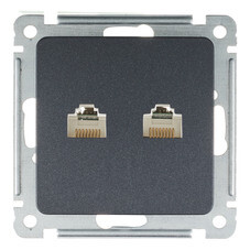 Розетка компьютерная Hegel Master встраиваемая черная 2хRJ45 (РСКК-440-08)