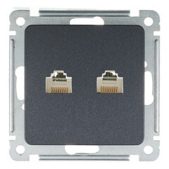 Изображение товара Розетка компьютерная Hegel Master встраиваемая черная 2хRJ45 (РСКК-440-08)