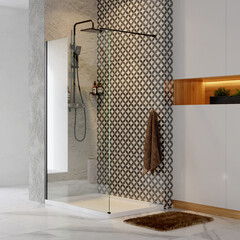 Душевая перегородка WasserKraft Abens черная 120х200 см стекло прозрачное 8 мм (20W40) - фото 3