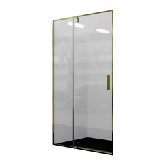 Душевая дверь WasserKraft Aisch стекло прозрачное 90х200 см профиль золото 6 мм распашная (55P04) - фото 1