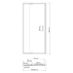 Душевая дверь WasserKraft Berkel стекло прозрачное 90х200 см профиль хром 6 мм распашная (48P04) - фото 2