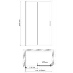 Душевая дверь WasserKraft Main стекло прозрачное 120х200 см профиль хром 6 мм раздвижная (41S05) - фото 3