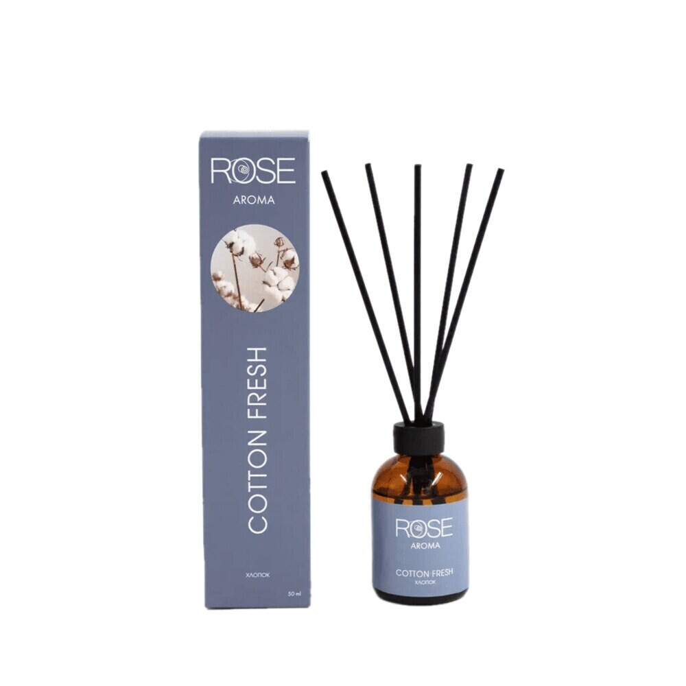 Изображение товара Аромадиффузор Rose Cotton Fresh 50 мл с палочками для дома и офиса