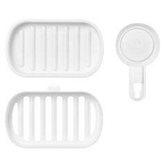 Мыльница для ванной Master House Нодрил с полкой на присоске пластик белая (75964) - фото 3