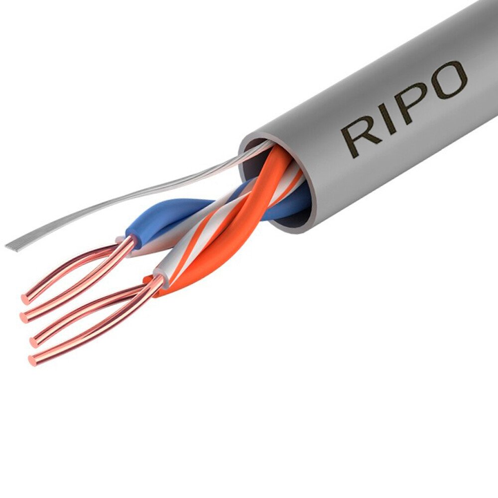 

Интернет-кабель (витая пара) UTP CAT5e 2х2х0,51 мм PVC Ripo Standart серый (50 м)