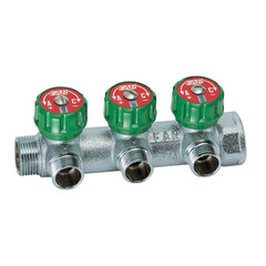 Изображение товара Коллектор Far 1 ВР(г) х 3 выхода 1/2 НР(ш) ЕК х 1 НР(ш) регулирующий с вставкой под плоское уплотнение (FK 3822 112UN)