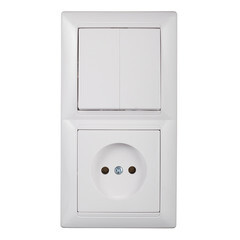 Изображение товара Блок выключателя с розеткой Svet SV1001 двухклавишный встраиваемый белый (SV1001-0003)