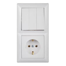 Блок выключателя с розеткой Svet SV1001 трехклавишный встраиваемый белый (SV1001-0005)