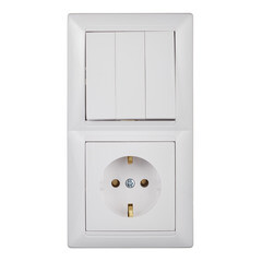 Блок выключателя с розеткой Svet SV1001 трехклавишный встраиваемый белый (SV1001-0005) - фото 1