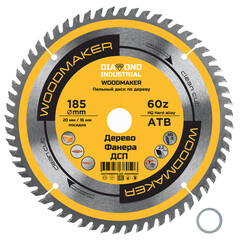 Изображение товара Диск пильный по дереву Diamond Industrial WoodMaker 185х20х2,2 мм 60 зубьев (DIDD185Z60)