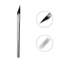 Нож Rexant 8 мм с перовым лезвием стальной корпус 5 лезвий - фото 3