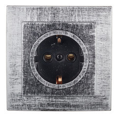 Розетка с рамкой Lavelly Antico RS16-133-S скрытая установка серебро с заземлением - фото 1