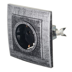 Розетка с рамкой Lavelly Antico RS16-133-S скрытая установка серебро с заземлением - фото 2