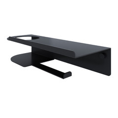 Изображение товара Держатель для туалетной бумаги Ulitka Unit с полкой с держателем освежителя воздуха металл черный (74104470)