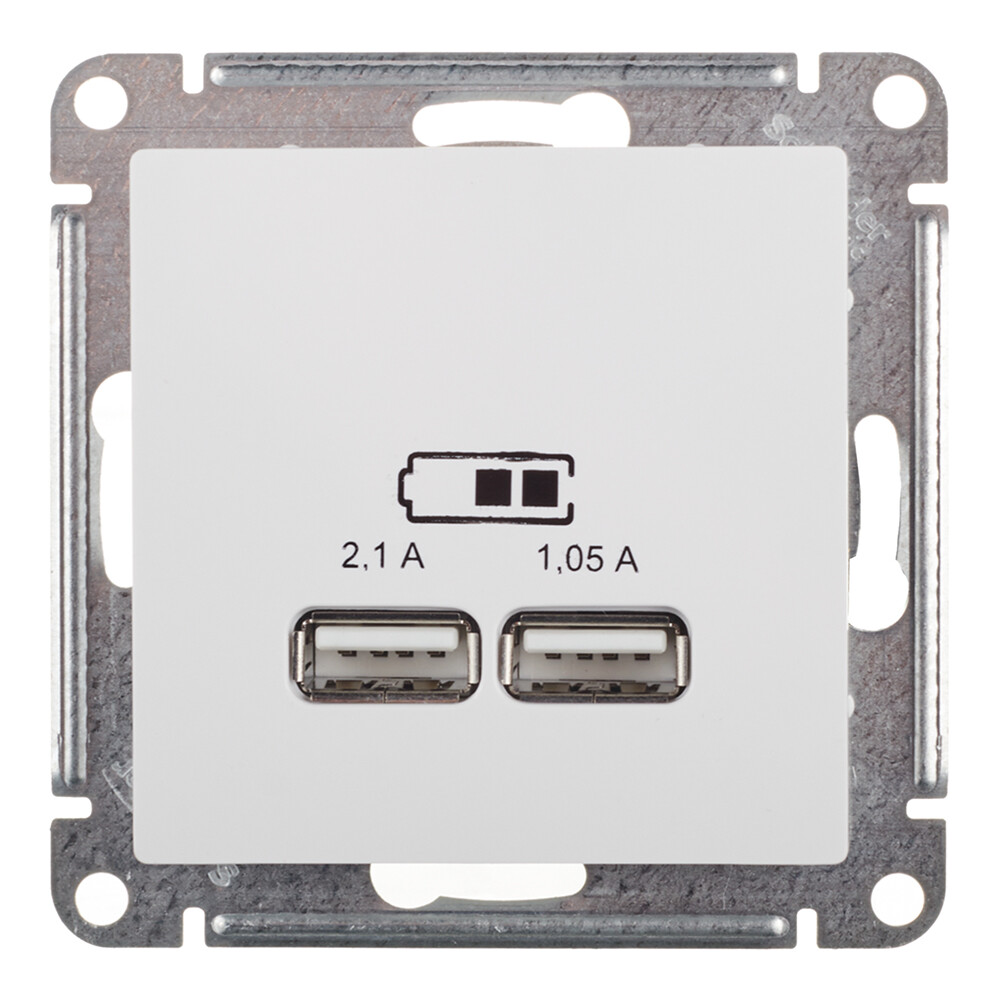 Изображение товара Розетка USB Systeme Electric AtlasDesign 2хUSB-А белая встраиваемая