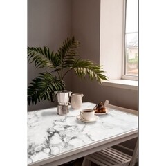 Скатерть ПВХ 60х90 см Белый мрамор белая/серая - фото 2