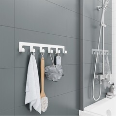 Вешалка для ванной Ulitka Scandy 6 крючков на шуруп металл белый (74104334) - фото 4