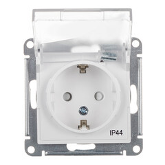 Розетка Systeme Electric AtlasDesign Aqua встраиваемая белая со шторками с крышкой (ATN440146) - фото 2